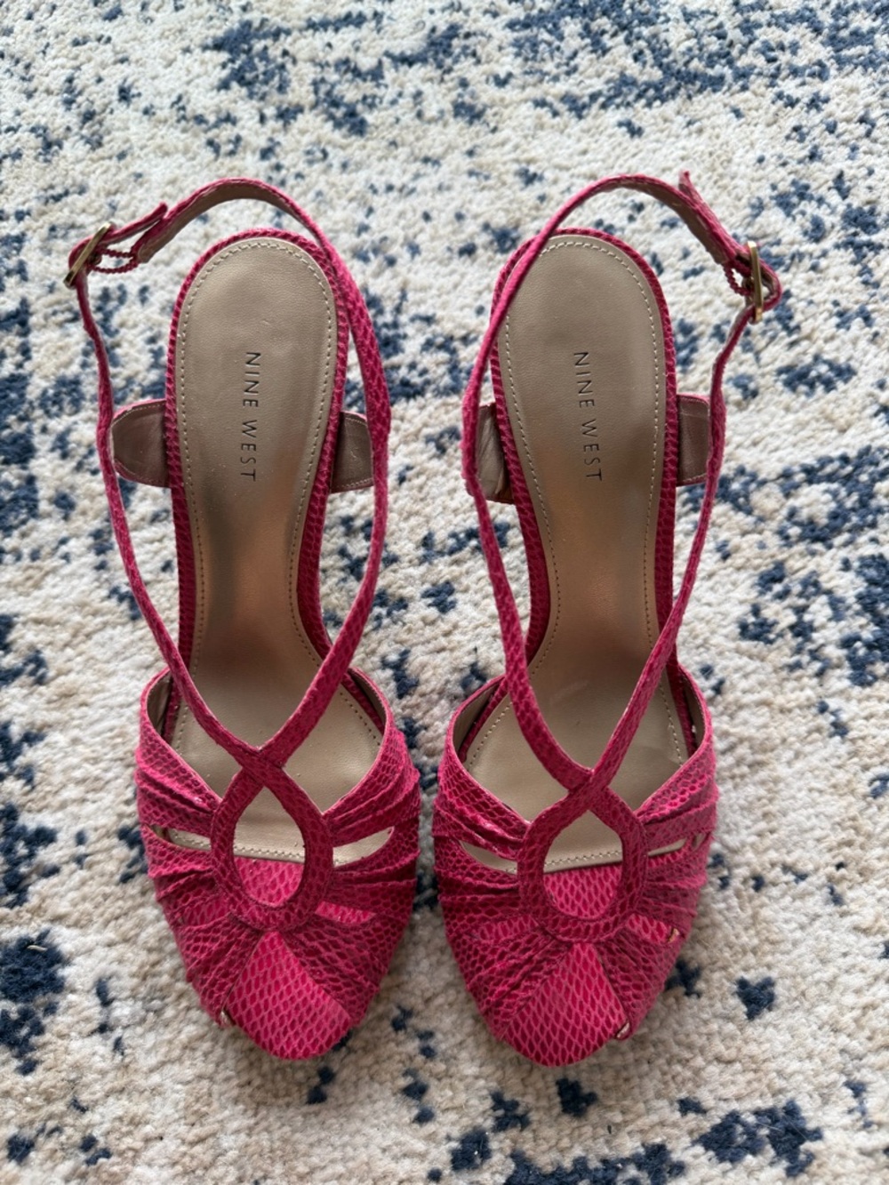 Nine West Hot Pink Strappy Open-Toe Slingbacks